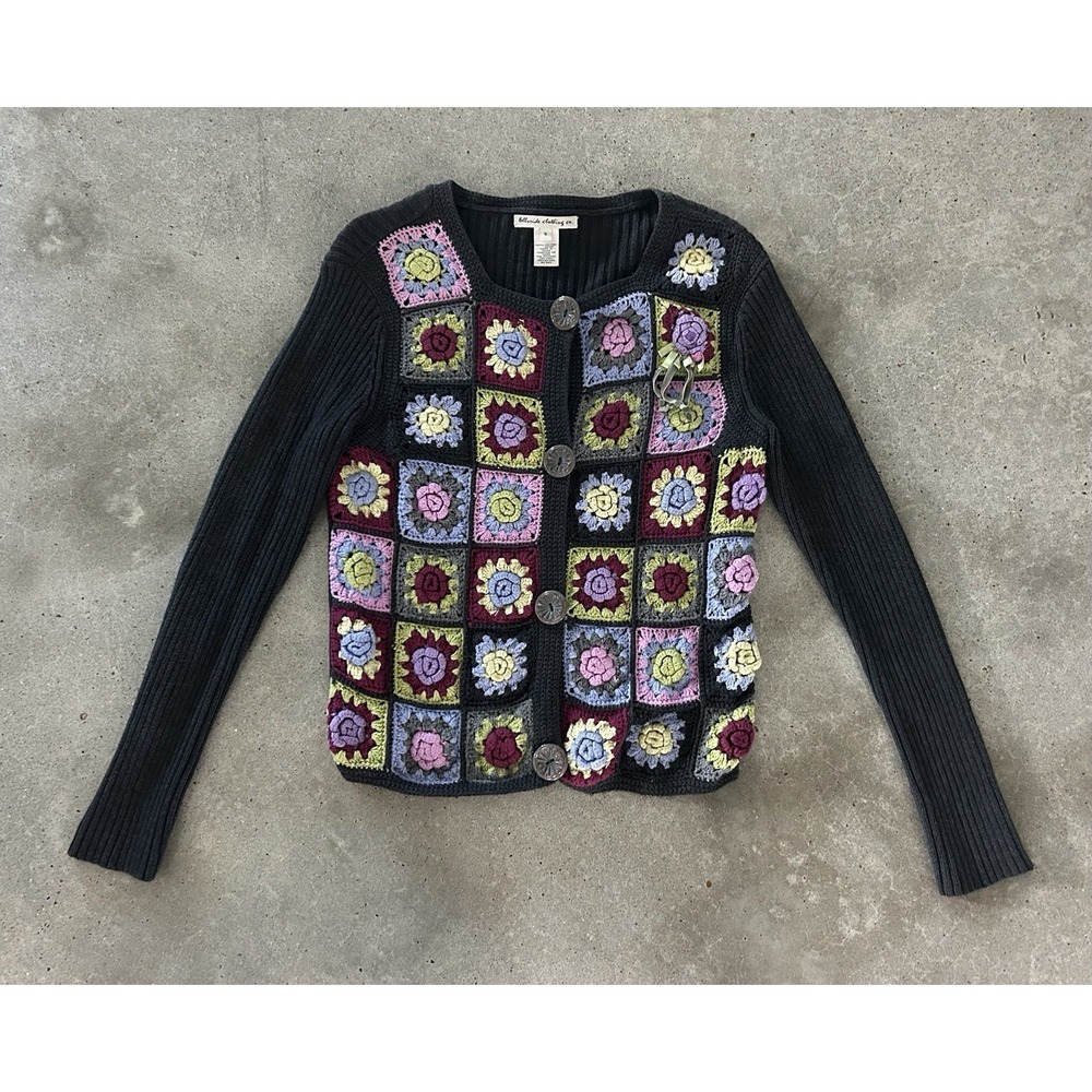 Vintage Telluride Clothing‎ Sweater Womens Multicolor Granny Square Crochet Sz S